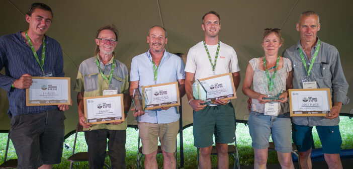 From left to right: Charles Quick (finalist), Andy Wear (finalist), Ben Richards (third), Ed Horton (second), Tracy Russell (first) and David Newman (first)