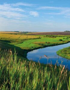 Farmland with river
