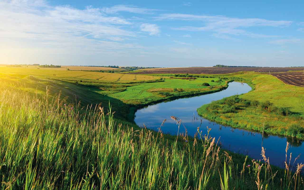 Farmland with river