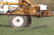 A contractor applying Omex liquid nitrogen to winter wheat