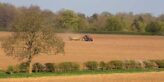 Tractor working in field